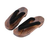 YCZHD Japanese Wooden Clogs Sandals Japan Traditional Shoes,Japanese Traditional Sandals Geta,Kimono Shoes Clogs Flip Flops Platform Slippers for Women(Size:EU 45,Color:Noir+A)