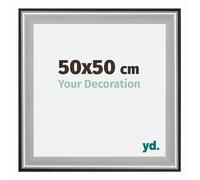 Your Decoration - 50x50 cm - Cadres en Bois avec Verre Plexiglas - Anti-Reflet - Excellente Qualité - Noir Argent Poli - Cadre Decoration Murale - Birmingham, Noir Argent Poli