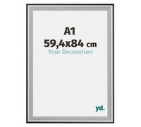 yd. Your Decoration - Cadre A1 59.4x84 cm - Noir Argent Poli - Cadres en Bois avec Verre acrylique - Anti-Reflet - Cadre A1 59.4x84 - Birmingham