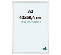 yd. Your Decoration - Cadre A2 42x59.4 cm - Argent Mat - Cadres Photos en Aluminium Avec Verre acrylique - Cadre A2 42x59.4 - Aurora