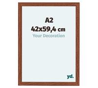 yd. Your Decoration - Cadre A2 42x59.4 cm - Noyer - Cadres Photo en MDF Avec Verre acrylique - Anti-Reflet - Cadre Noyer - Como