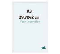 yd. Your Decoration - Cadre A3 29.7x42 cm - Blanc Brillant - Cadres Photos en Aluminium Avec Verre acrylique - Cadre A3 29.7x42 - Aurora
