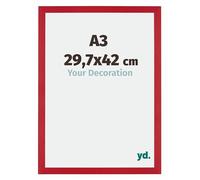 Your Decoration - A3 29,7x42 cm - Cadres Photo en MDF Avec Verre Plexiglas - Anti-Reflet - Excellente Qualité - Rouge - Cadre Decoration Murale - Mura, Rouge