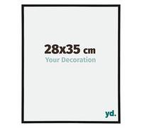 yd. Your Decoration - Cadre Photo 28x35 cm - Noir Mat - Cadre Photo en Plastique Avec Verre acrylique - Anti-Reflet - Cadre 28x35 - Annecy