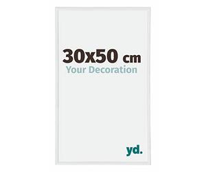 yd. Your Decoration - Cadre Photo 30x50 cm - Blanc Brillant - Cadre Photo en Plastique Avec Verre acrylique - Anti-Reflet - Cadre 30x50 - Annecy