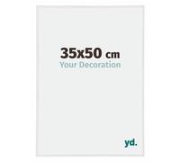 yd. Your Decoration - Cadre Photo 35x50 cm - Blanc Brillant - Cadre Photo en Plastique Avec Verre acrylique - Anti-Reflet - Cadre 35x50 - Annecy