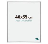 yd. Your Decoration - Cadre Photo 40x55 cm - Argent Brillant - Cadre Photo en Plastique Avec Verre acrylique - Anti-Reflet - Cadre 40x55 - Annecy