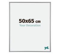 yd. Your Decoration - Cadre Photo 50x65 cm - Argent Brillant - Cadre Photo en Plastique Avec Verre acrylique - Anti-Reflet - Cadre 50x65 - Annecy