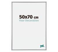 yd. Your Decoration - Cadre Photo 50x70 cm - Argent Brillant - Cadre Photo en Plastique Avec Verre acrylique - Anti-Reflet - Cadre 50x70 - Annecy