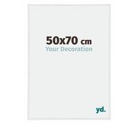 yd. Your Decoration - Cadre Photo 50x70 cm - Blanc Brillant - Cadre Photo en Plastique Avec Verre acrylique - Anti-Reflet - Cadre 50x70 - Annecy