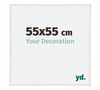 yd. Your Decoration - Cadre Photo 55x55 cm - Blanc Brillant - Cadre Photo en Plastique Avec Verre acrylique - Anti-Reflet - Cadre 55x55 - Annecy