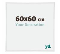 yd. Your Decoration - Cadre Photo 60x60 cm - Blanc Brillant - Cadre Photo en Plastique Avec Verre acrylique - Anti-Reflet - Cadre 60x60 - Annecy