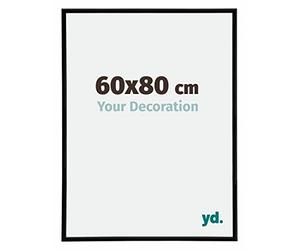 yd. Your Decoration - Cadre Photo 60x80 cm - Noir Brillant - Cadre Photo en Plastique Avec Verre acrylique - Anti-Reflet - Cadre 60x80 - Annecy