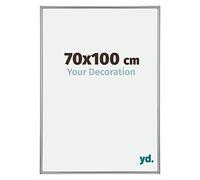 yd. Your Decoration - Cadre Photo 70x100 cm - Argent Brillant - Cadre Photo en Plastique Avec Verre acrylique - Anti-Reflet - Cadre 70x100 - Annecy