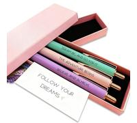 YDAKGUEY Lot de 3 stylos à bille noirs avec gravure « Follow Your Dream » - Écriture fluide - Cadeau amusant et inspirant