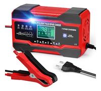 YDBAO Chargeur de Batterie Voiture 10 A 12 V/24 V Chargeur pour Auto Moto Intelligent avec Écran LCD Tactile et 5 Modes Réparation Automatique Rouge