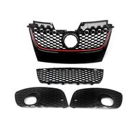 YDCDFVBVGM Grille Chocs Centrale Avant pour VW pour Golf MK5 pour GLI pour GTI 2006 2007 2008 2009 Calandre Avant Noire avec Garniture Rouge Centre Grille Calandre Avant
