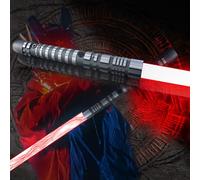 YDD GENIUS Sabre laser Duel, RGB 16 couleurs, 4 polices sonores, effets sonores fluides, cadeau Xmax, jouets de cosplay pour adultes (99 cm)