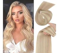YDDM Extension Cheveux Naturel Adhesif Blond Cendré Avec Reflets Blonds DéColoréS 20Pcs 40g Tape in Real Human Hair Extensions Extension Adhesive Cheveux Naturel(14 Pouces,P18K/60#)