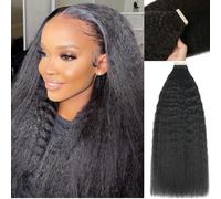 YDDM Tape in Noir Hair Extensions Kinky Straight cheveux naturel afro femme，cheveux afro extension Kinky Straight Tape Extension 100% cheveux humains réels Extension 14inch 20 Pièces/30g