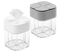 YDDZ 2 Pièces Pots à éPices, Pots à épices Carrés, Epices Pots Rangement, Pots à épices Cuisine, Transparentes Sel Spice Jar, Conception 4 en 1, Compartiment Ouvert, Des Herbes, du Sel et du Poivre