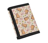 YDFISH Capybara Portefeuille en cuir à trois volets avec fenêtre pour carte d'identité, sac à main en cuir imperméable, léger, petit sac à main pour enfants pour les voyages, Capybara