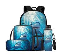 YDFISH Lot de 4 sacs à dos légers pour filles avec boîte à déjeuner de 43,2 cm en polyester pour la rentrée scolaire des filles, gris souris, M, Classique