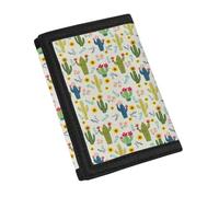YDFISH Porte-cartes de crédit cactus pour femme - Portefeuille en cuir anti-eau pour homme - Joli petit portefeuille pour enfants - Crochet et boucle - Pour un usage quotidien, vert cactus