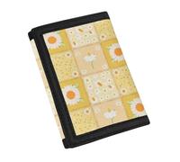 YDFISH Portefeuille à trois volets en cuir pour enfants, mini portefeuille pour femme, sac organisateur de pièces de monnaie, marguerite