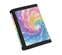 YDFISH Portefeuille en cuir à trois volets pour enfants, garçons et filles, mini portefeuille léger pour femmes, joli petit sac à main pour enfants, Rainbow Swirl