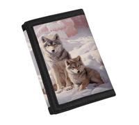 YDFISH Portefeuille léger avec motif loup pour homme et femme, joli portefeuille fin portable avec fenêtre d'identité, cadeau pour enfants, loup