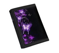 YDFISH Portefeuille violet papillon pour adolescent avec poches pour cartes - Portefeuille en cuir résistant à l'usure pour homme, petit sac à main chic pour femme, joli sac à main fin pour enfants,