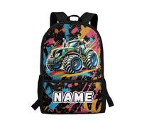 YDFISH Sac à dos d'école pour garçons de 43,2 cm avec poches avant, sac à dos léger pour enfants, sac d'école de grande capacité, Ajouter un nom Tracteur Graffiti, M, Classique