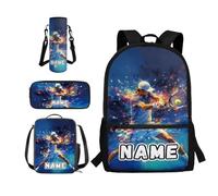 YDFISH Sac à dos Lightning pour enfants, sac d'école primaire, sac à livres avec boîte à déjeuner 4 en 1 pour étudiants, Ajouter un nom Tennis, M, Classique