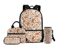 YDFISH Sac à dos pour filles avec boîte à déjeuner - Sac à dos d'école pour filles de 10 à 12 ans - Sac à dos d'école préscolaire, Adorable corgi.