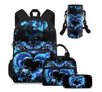 YDFISH Sac à dos pour filles de 38,1 cm - Sac à dos d'école pour filles de 6 à 8 ans - Sac d'école pour enfants, Dauphin Love Heart