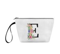 YDFISH Trousse de maquillage personnalisée A-Z - Trousse de toilette de voyage - Cadeau d'anniversaire pour femme - Cadeau unique pour mariée et demoiselle d'honneur, E