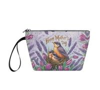 YDFISH Trousse de maquillage tendance pour femme avec fermeture éclair et poignée, Rouge-gorge