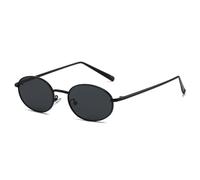 YDFSZD Petites lunettes de soleil ovales en métal pour femmes, UV400, lunettes de soleil punk pour hommes, noir gris