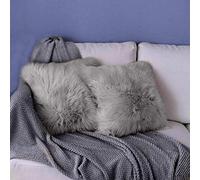 YDFYX Housse de Coussin,Peau de Mouton Fourrure Cuir Taie d'oreiller,Fausse Fourrure Deluxe Décoratif Canapé Chambre Lit Super Doux Peluche Mongolie Taie d'oreiller (2Pcs Gris, 50X50 cm)