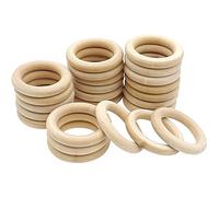 YDHfdc Anneaux en Bois Naturel 24 Pièces Anneaux Bois Cercle Artisanat Non Fini Anneaux de Bois pour l'artisanat, Le Bricolage, La Décoration de La Maison, Macramé (55 mm)