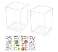 YDHfdc Pot à Crayon Acrylique 2 Pièces Pot Crayon Bureau Transparent Pot Pinceau Maquillage Porte Stylo avec Autocollants pour Stocker Stylos et Pinceaux de Maquillage