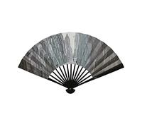 YDHSIKK Bamboo Pliant Main Ventilateur Papier Motif, Éventail Pliable à Main en Papier Multicolore, Peinture de Paysage, Cadre Bambou, décoration, Cadeau, 26 cm (fermé), 46 (déplié)(A)