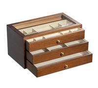 YDHSIKK Boîte de Rangement pour Bijoux, Boîte à Bijoux en Bois avec tiroir supérieur en Verre for bagues, Colliers, Bracelets, Montres