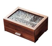 YDHSIKK Boîte de Rangement pour Bijoux, Boîte à Bijoux en Bois for Femme, Organiseur à 2 Niveaux, tiroirs, 26 x 18 x 11,4 cm, Style Rustique