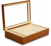 YDHSIKK Boîte de Rangement pour Bijoux, Boîte à Bijoux en Bois Massif avec Crochet for Collier et Doublure en Microfibre - Multicolore(Beige C)