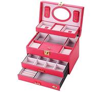 YDHSIKK Boîte de Rangement pour Bijoux, Boîte à Bijoux en Cuir, étui de Rangement for Colliers, bagues, Boucles d'oreilles, Portable et verrouillable, for Femmes