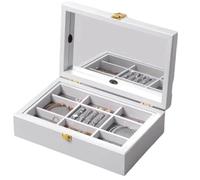 YDHSIKK Boîte de Rangement pour Bijoux, Boîte de Rangement à Bijoux en Bois, Double Couche, Multicolore, for bagues, Boucles d'oreilles, Colliers