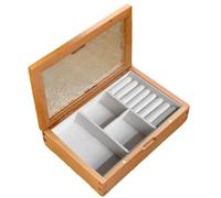 YDHSIKK Boîte de Rangement pour Bijoux, Coffret à Bijoux de Voyage en Bois 21 x 14 x 5,5 cm for bagues, Boucles d'oreilles, Colliers, Montres et Bracelets