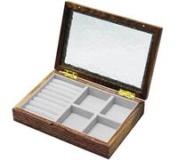 YDHSIKK Boîte de Rangement pour Bijoux, Coffret à Bijoux en Bois avec Couvercle en Verre, boîte Portable for bagues, Boucles d'oreilles, Colliers, Bracelets, Montres